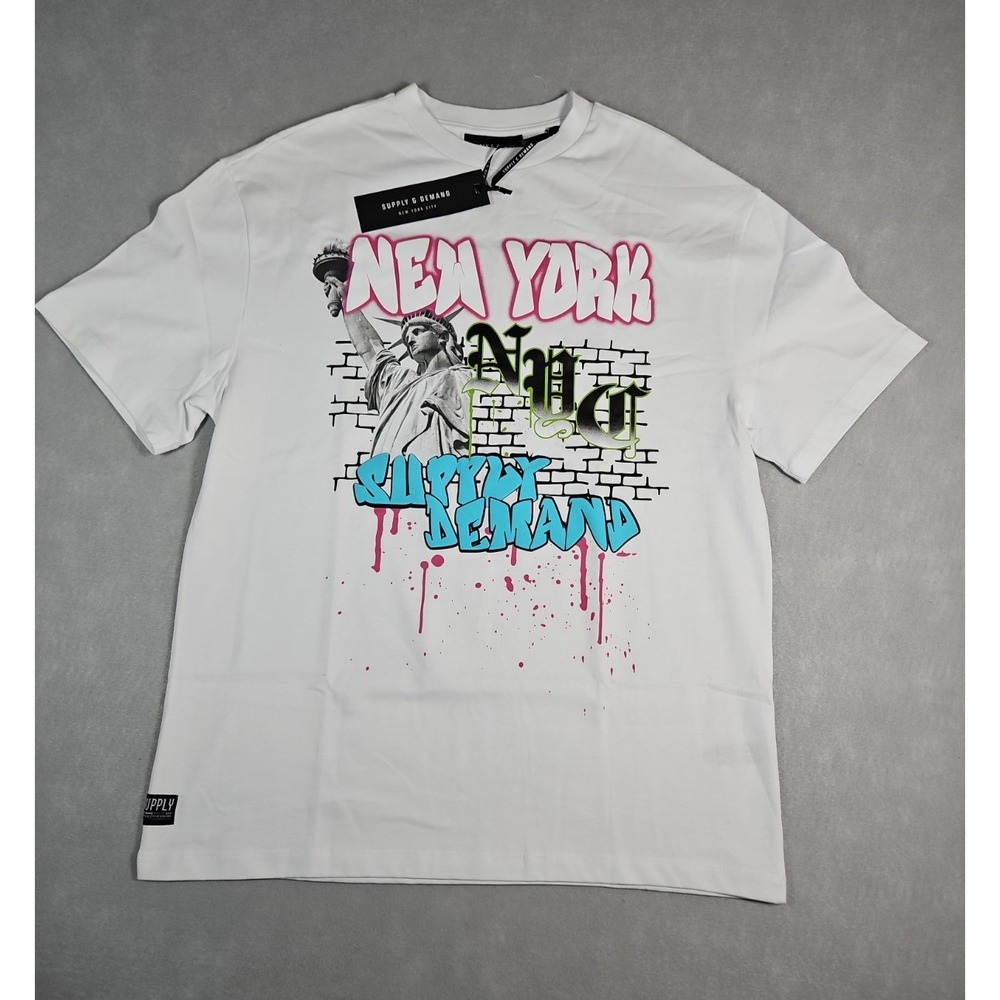 Supply & Demand Mens White New York NYC Graphic T Shirt Size Medium NWT
